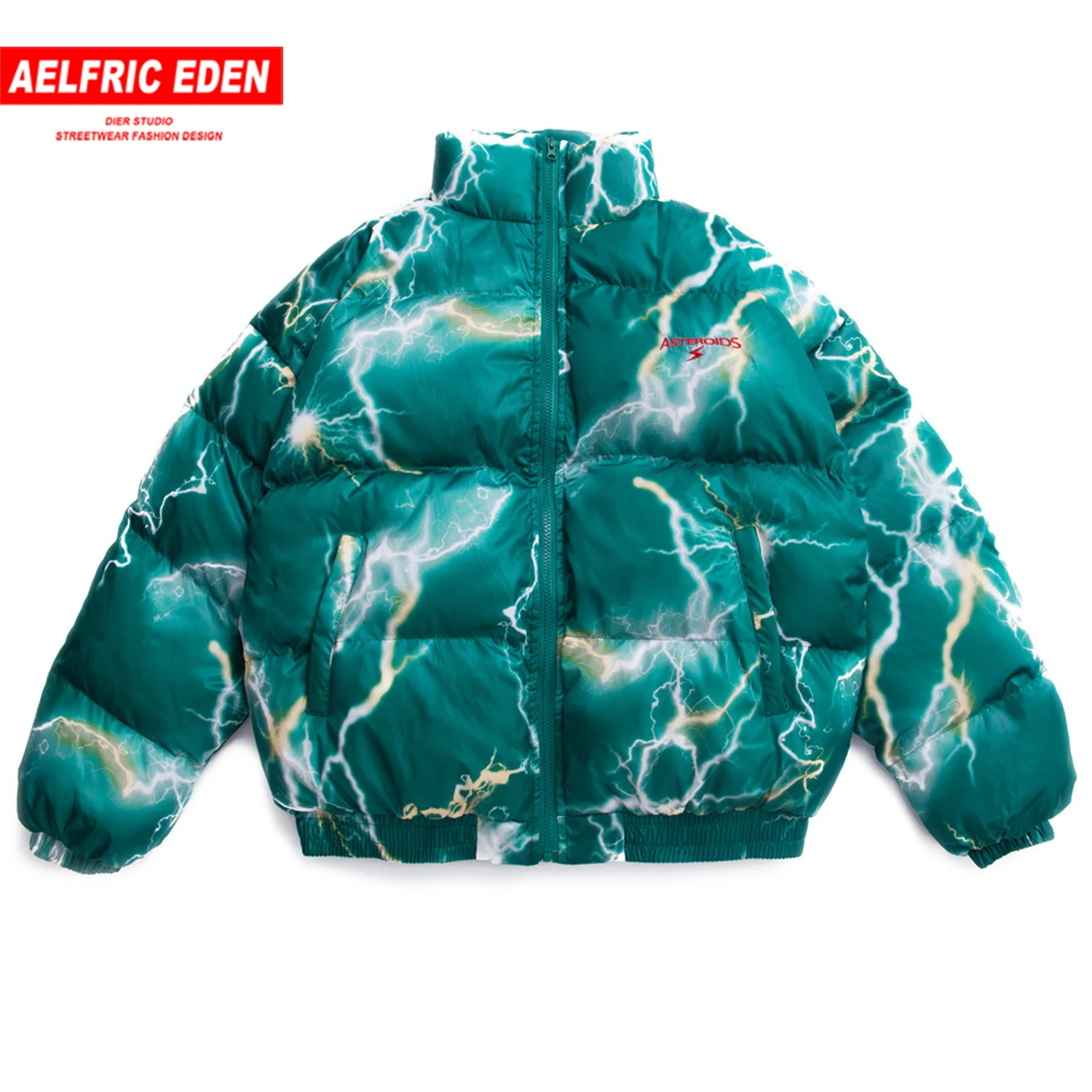 Aelfric Eden молния граффити Мужская Толстая парка Повседневная панк Теплая стеганая