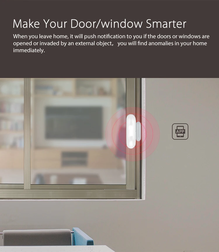 WiFi Smart Home Door Window Sensor APP Notification Alerts Security Detector Compatible With Echo Google | Электроника