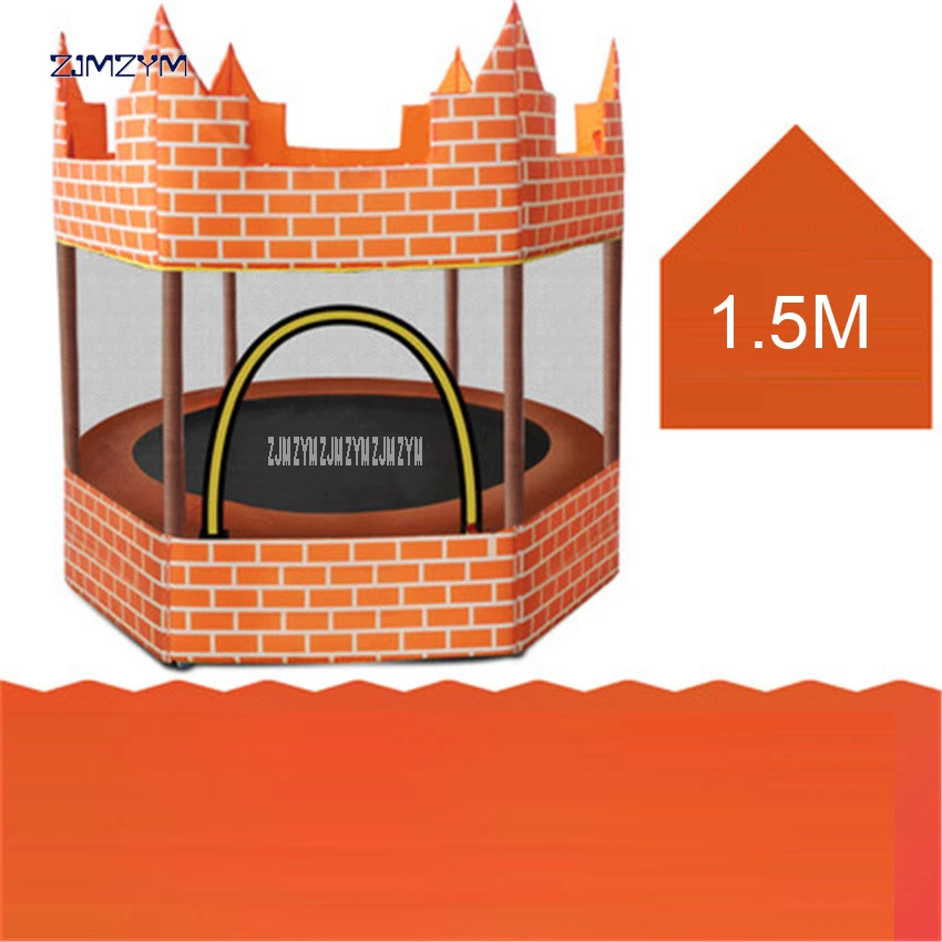 Детский круглый мини батут диаметром 1 5 м внешний оранжевого цвета с замком и