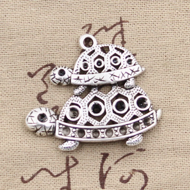 4 шт. подвески черепаховая черепаха морская 35x41 мм античный бронзовый серебристый