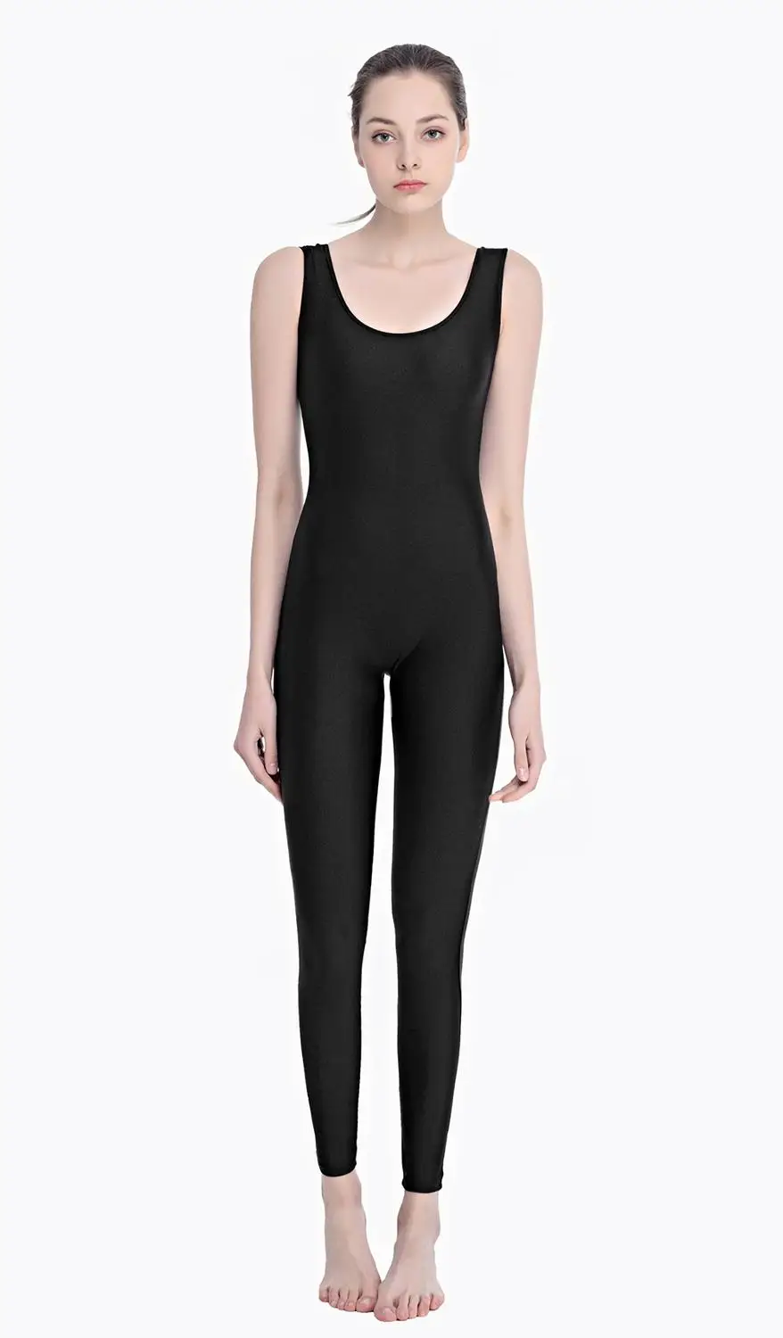

Women Black Unitards Spandex Ballet Sleeveless Unitard Gymnastic One Piece Dance Wear Costume for Adult Bodysuit