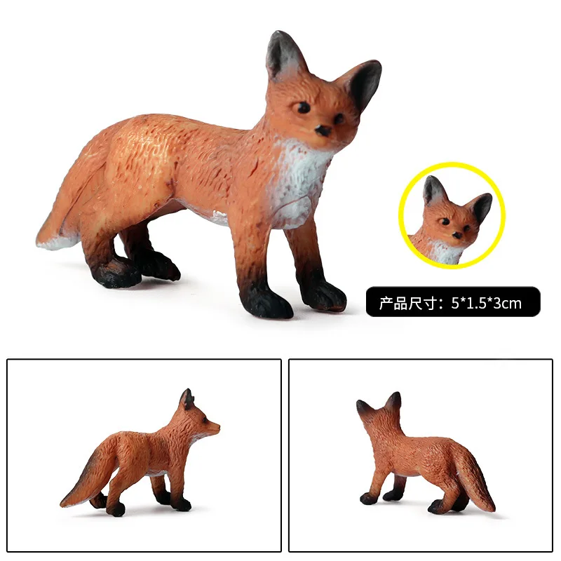 Wild Simulation Fox Animal models Toy plastic vixen cubs figures Gift For Kids figurine dolls Bedroom Decoration | Игрушки и хобби