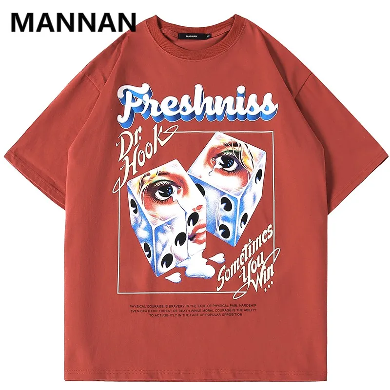 

2021 Men Tops Tees Streetwear Creative Dice Girl Print T shirt Hip Hop Easy Loose Short Sleeve T-Shirt Fashion Tee Shirt Fila