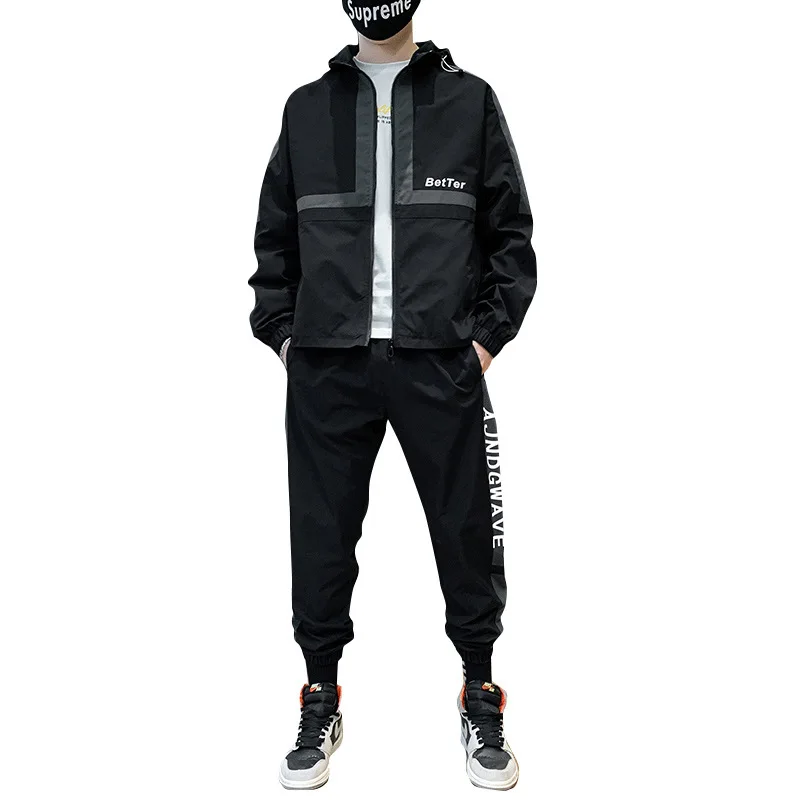 

Suit Casual Sports Men's New Autumn Winter Zipper Brand 2021 Hooded Coat Two Pieces Set Tracksuit Clothes Men Jacket Sweatsuit
