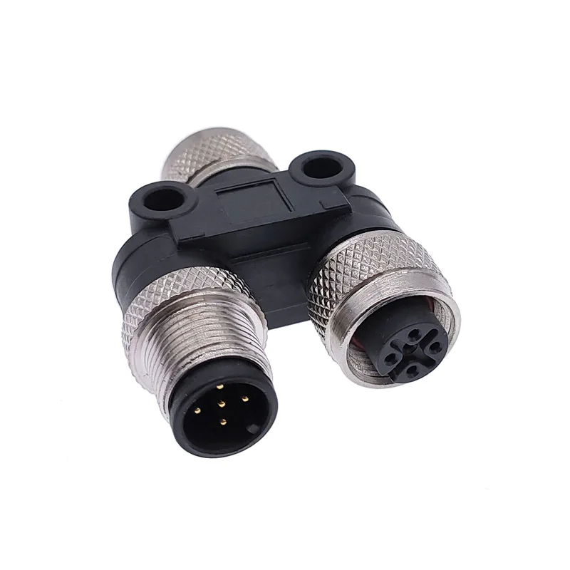 

M12 Y shaped connector conversion plug male female three-way pipe waterproof sensor connectors 4pin 5pin