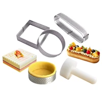 round square stainless steel cake molds mousse biscuit dessert ring dough cutter heat resistant perforation kitchen baking tools