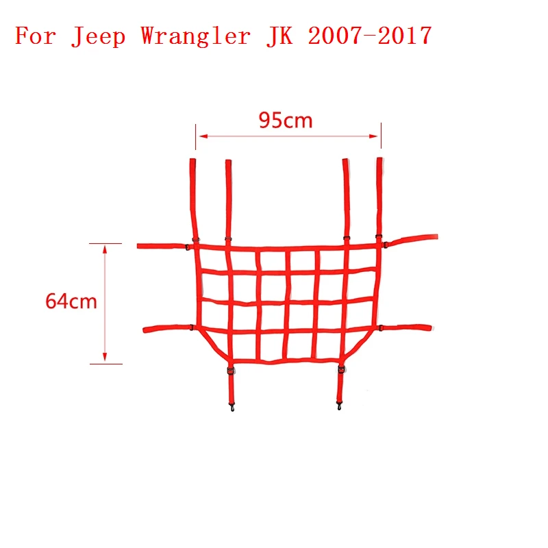 SHINEKA для Jeep Wrangler JK JL 2007- Автомобильный багажник Багажник на крыше грузовая корзина Trail Net для Wrangler JK JL аксессуары - Цвет: red Trunk JK