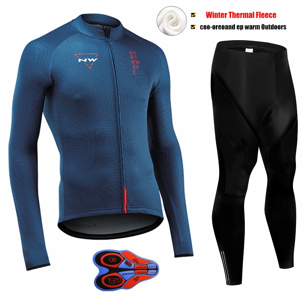 Pic Color Northwave теплая Зимняя Теплая Флисовая велосипедная одежда NW Мужской трикотажный костюм для езды на велосипеде MTB Одежда комбинезон комплект - Цвет: Pic Color