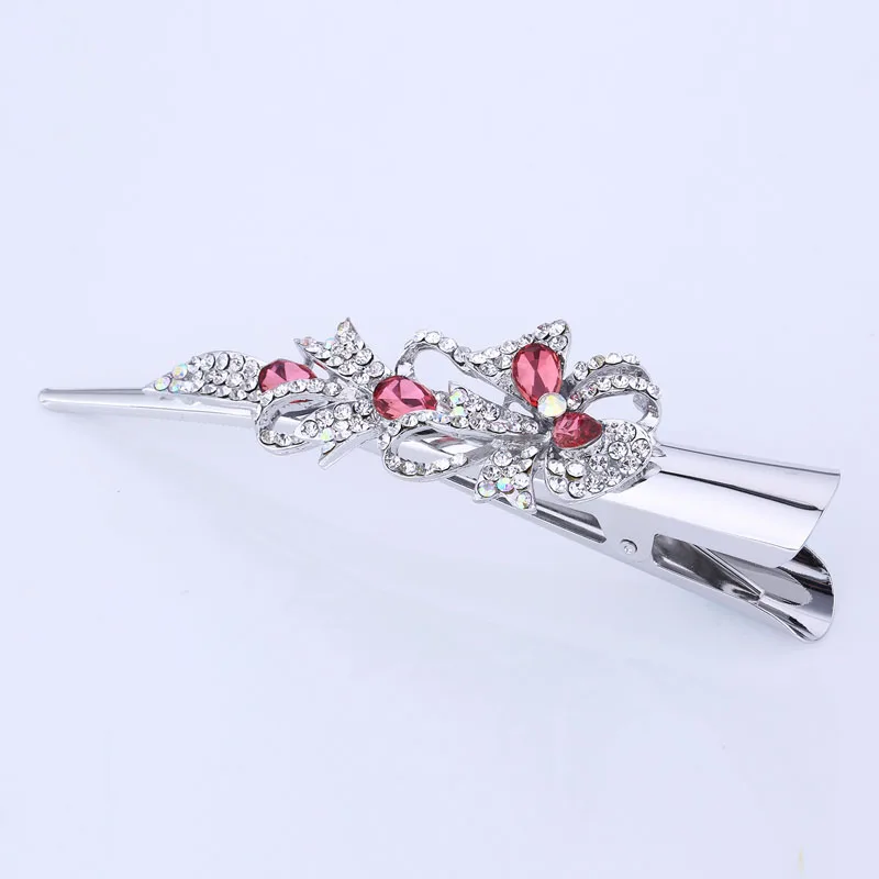 pink bowknot Потрясающая модная металлическая филигрань со стразами типа Ибис Заколка-зажим для женщин аксессуары покрытые серебром горячая Распродажа - Окраска металла: pink bowknot