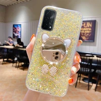 cat ears for oppo a53 2020 cases sequins make up mirror case for oppo a15 a32 a52 a54 a93 a94 a92 a31 realme x7 4g 5g 7i c15 c21