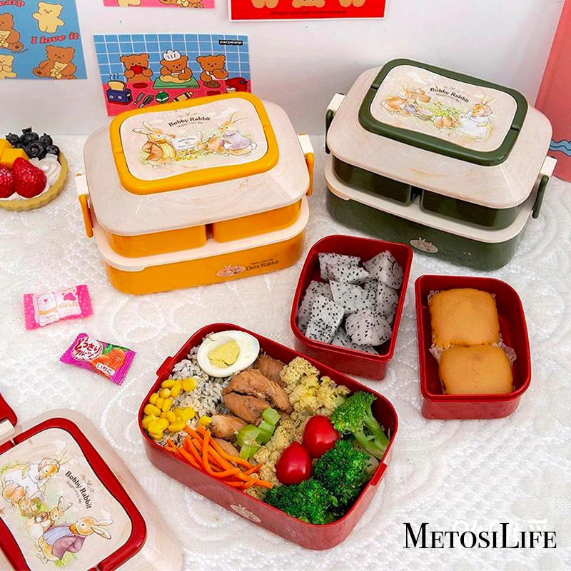 Двухслойный Ланч-бокс из полипропилена в японском стиле подходит для детей и