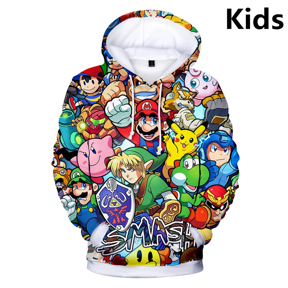 

2 to 14 Years kids hoodies Super Smash Bros. 3d hoodie sweatshirt Boys Girls long Sleeve Jacket coat Outerwear Children pullover