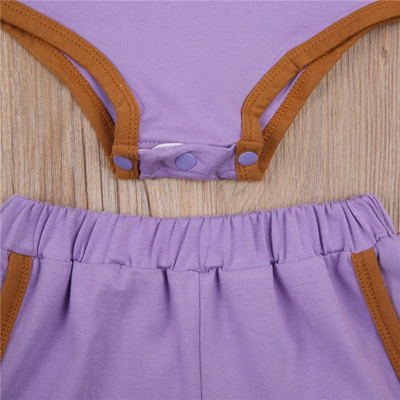 

Baby's summer active clothing Set 2Pcs, Infant's Mini Lettering Asymmetric Shoulder Romper +Elastic Waist Shorts for Children