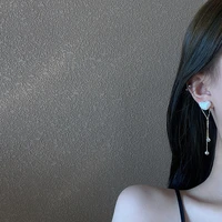 simple and fashionable temperament web celebrity long love pearl tassel female earrings