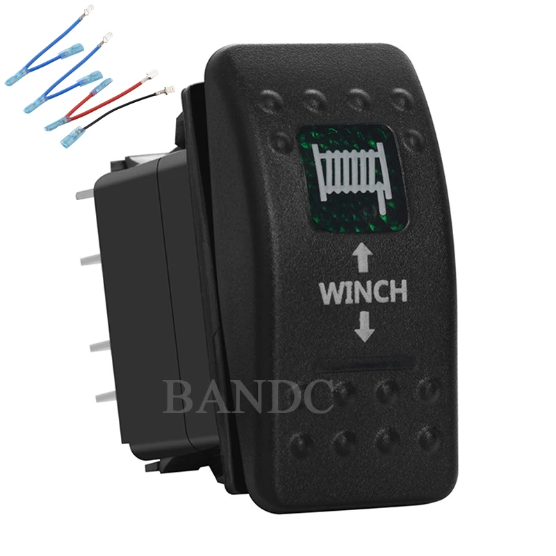 

Автомобиль лодка морской лебедка из кулисный переключатель 7Pin (On)-Off-(On) DPDT моментальный двойной зеленый светодиодный светильник, 10A 20A, джемпер набор проводов