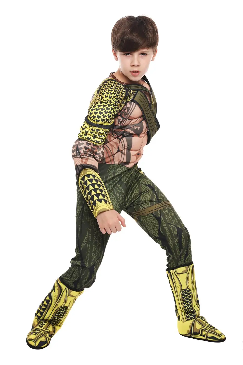 Делюкс Детский Мышечный Правосудие Аквамен Хеллоуин Костюм Мальчик Рассвет DC