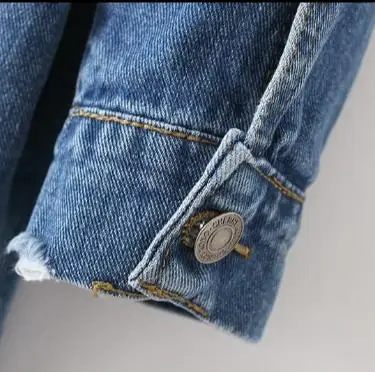 2019 джинсовые куртки женские с дырками в стиле бойфренда длинными рукавами