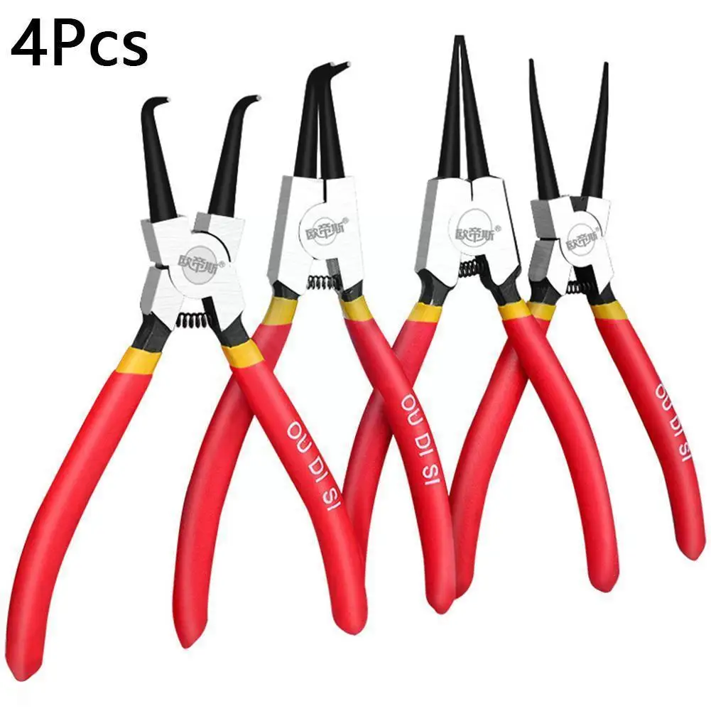 

Набор стопорных плоскогубцев 4 шт./компл. 7 дюймов, стопорный зажим, Внутренняя пружина, обжим, прямая застежка, домашний инструмент, внешняя ...