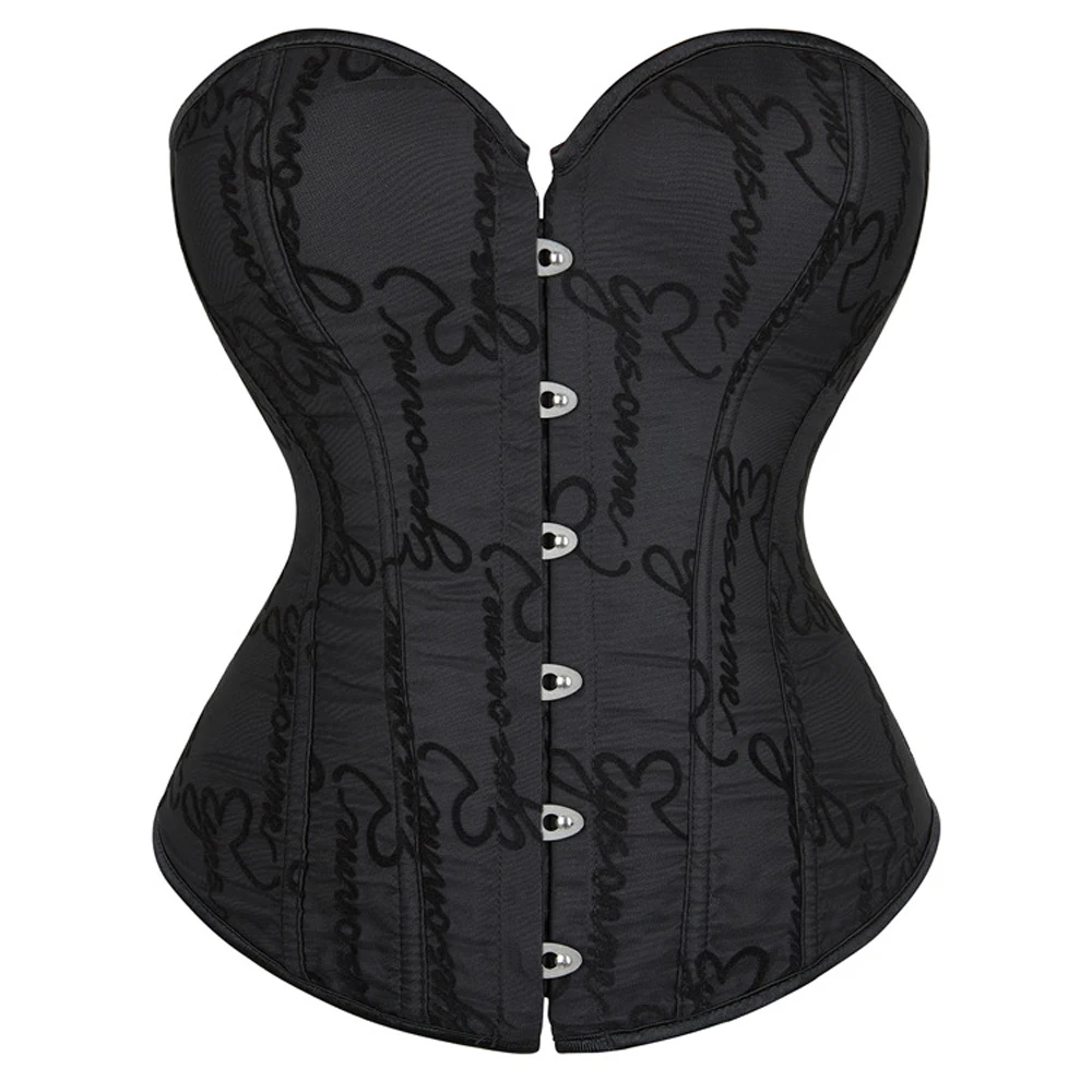 

Sexy Black Womens Overbust Waist Cincher Corset Floral Bustier Lace up Back Lingerie Corsets for Women Gothic Clothing