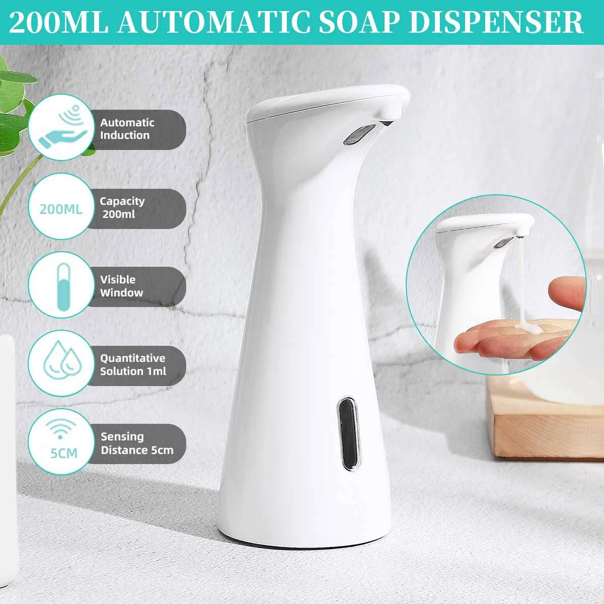 

Touchless Foam Soap Dispenser Automatic Hand Washing Washer Intelligent Induction Foaming Machine for Kitchen Bathroom Dispenser