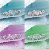 exquisite fashion ocean heart love gemstone ring elegant lady casual engagement ring jewelry christmas gift