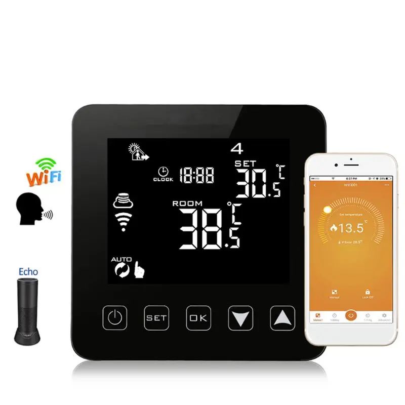 WiFi Programmable Thermostat Echo Alexa Voice Control Electric Floor Heating Room Temperature 16A 100-240V | Обустройство дома