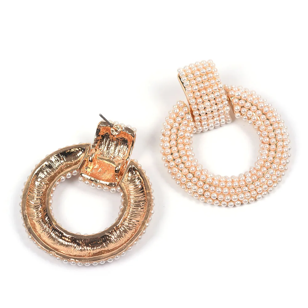 Серьги-подвески ZA с искусственным жемчугом массивные круглые квадратные