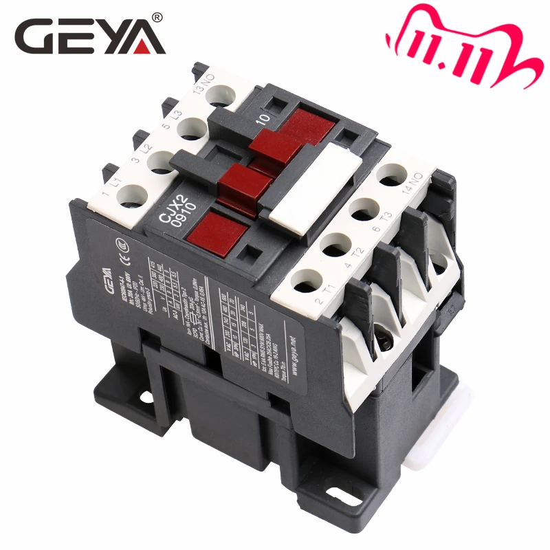 GEYA CJX2 0910 1210 1810 Din Rail магнитный контактор переменного тока 220V или 380VAC 3 полюсный 9A 12A
