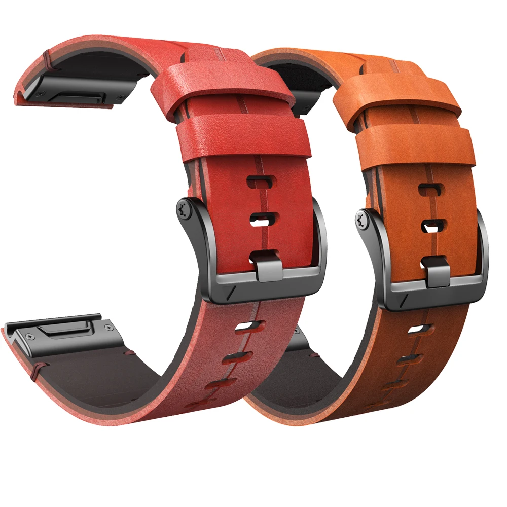 Смарт-часы ремешок для смарт-часов Garmin Fenix 6X pro 5X Плюс/3 3HR/спуск mk1/D2 bravo/Чарли Quick Release кожаный браслет с ремешком