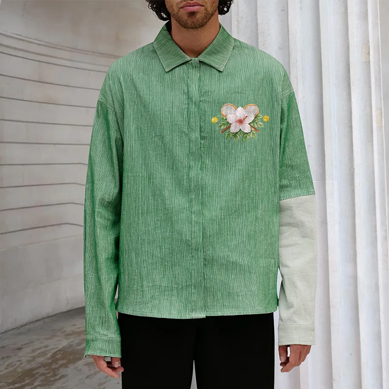 

Autumn Fashion Pattern Printed Shirts Jackets Men's Harajuku Long-sleeve Patchwork Shirt For Men 2021 New Slim Tops Streetwear