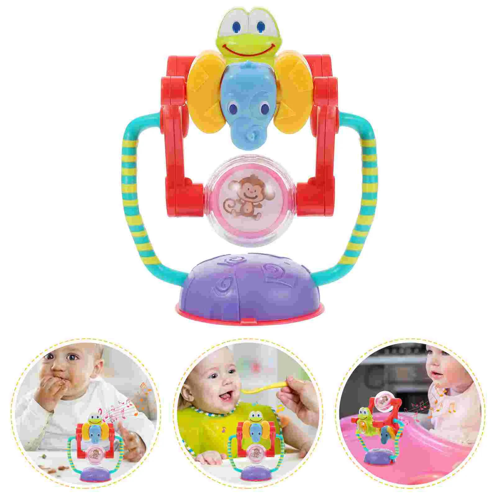 

Baby Rotatable Wheel Colorful Tabletop High Chair with Suction Base