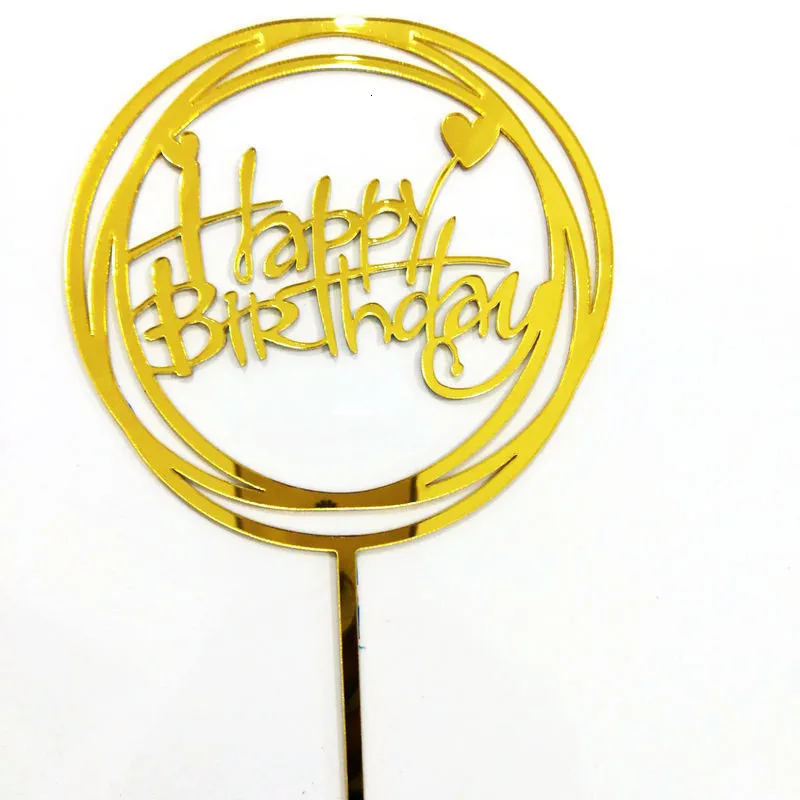 1 pc Acrylic Happy Birthday Love Cake Topper Decoration for Birthday Cupcake Flag Birthday Party Decorative Props Supplies