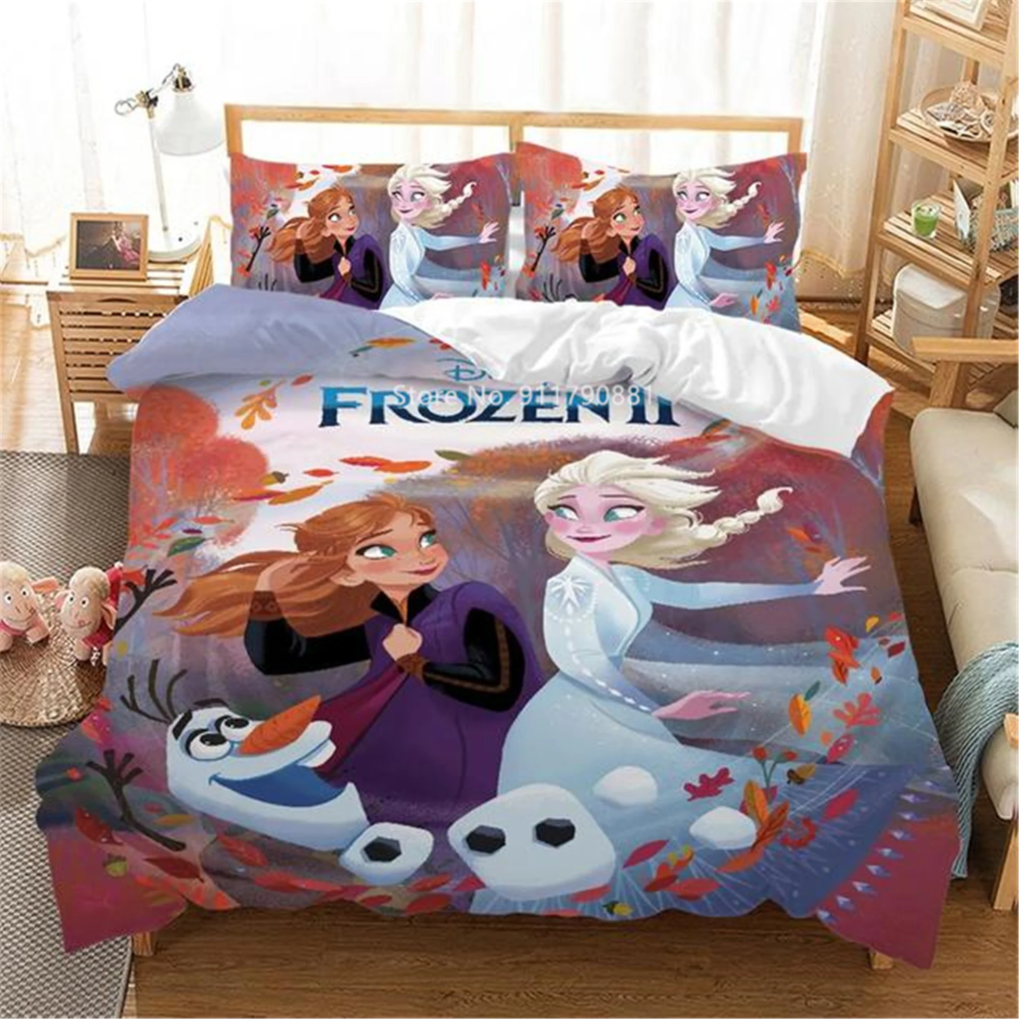 

Disney Frozen 2 Anna Elsa Orsa Pattern Bedding Set Children's Bedroom Decoration Soft Duvet Quilt Cover Pillowcase Home Textile