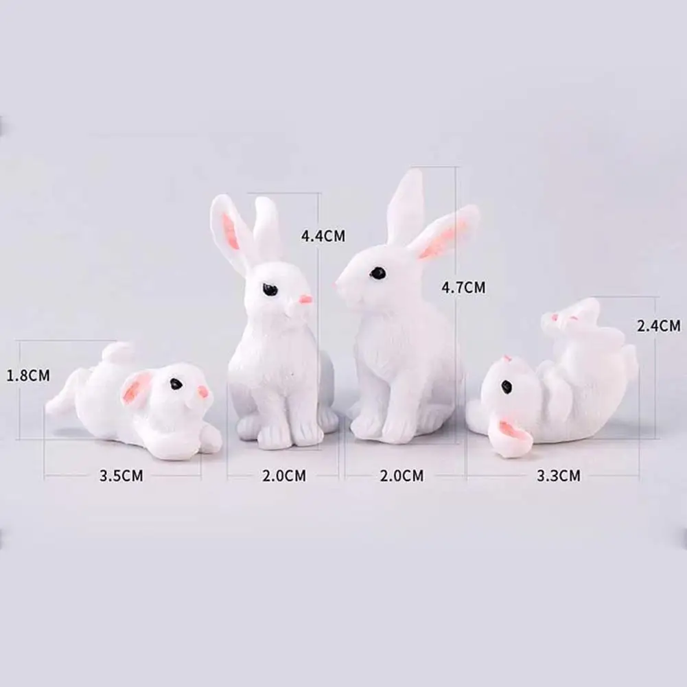 Семейная фигурка белого кролика модель животного из смолы микро-ландшафт