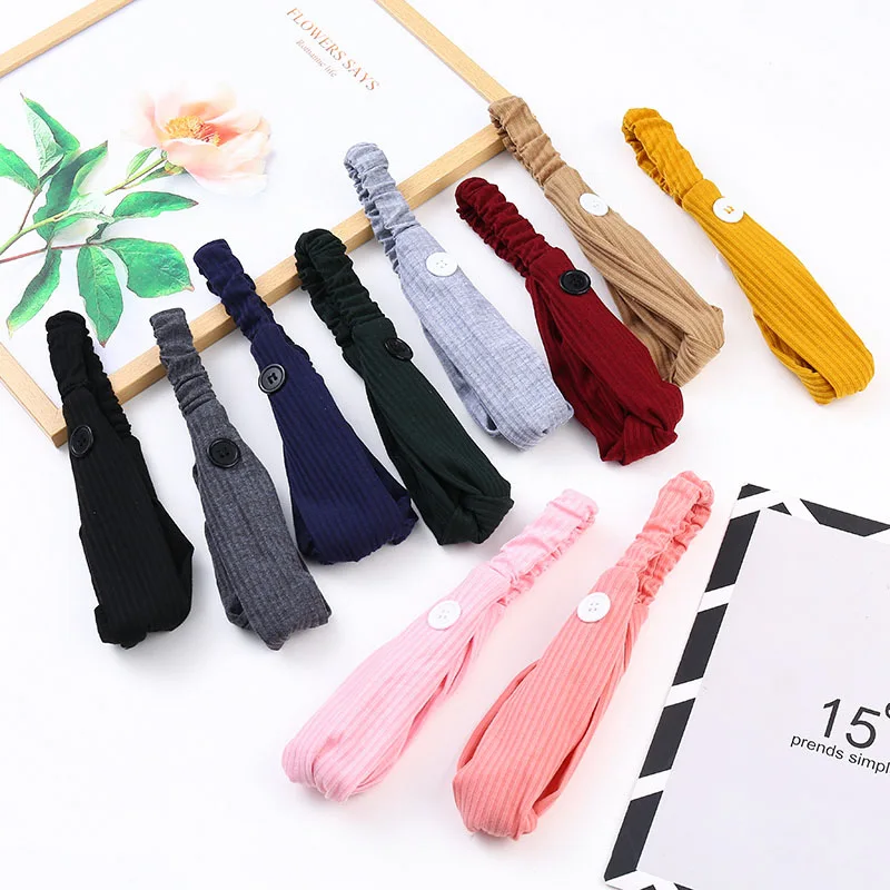 Повязка на голову женская с пуговицей из мягкой ткани аксессуар для волос |