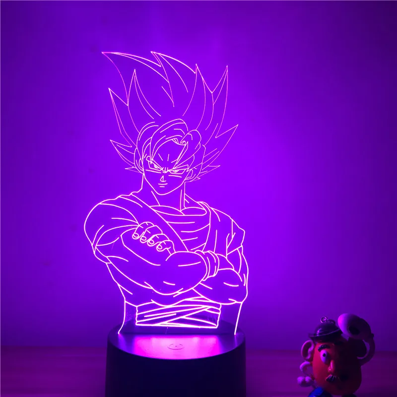 Goku C Dragon Ball Z Вегета ГОКу супер сайян, «Жемчуг дракона 3D светодиодный Ночной светильник 7 цветов сенсорный оптический Иллюзия фигурку настольная лампа украшения - Цвет: Goku C
