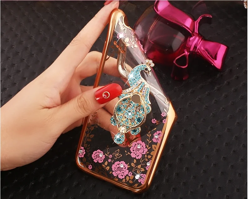 Bling Finger Ring Cat павлин из алмазов Блестящий держатель чехол для телефона Xiaomi 6 Plus 5X Play