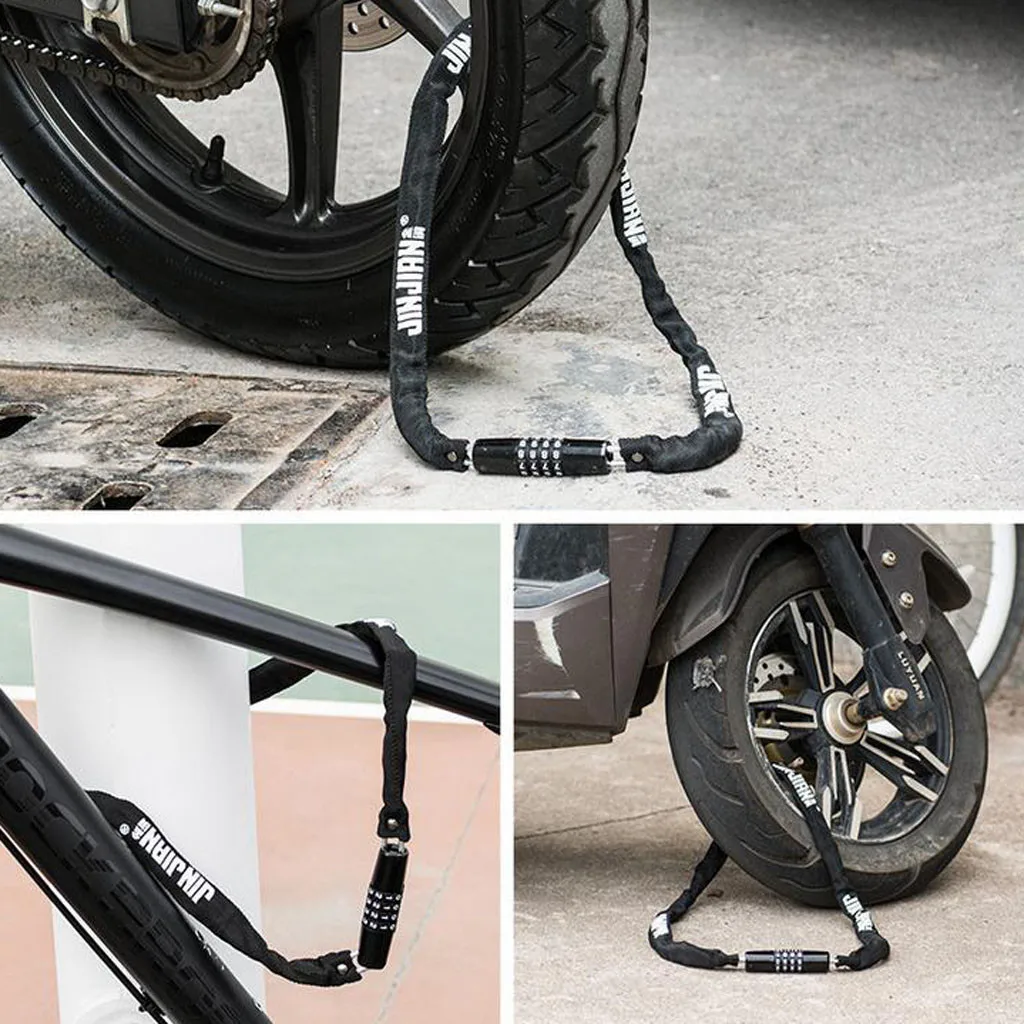 

Bicycle Lock Chain Four-Digit Code Universal MTB Road Bike Safety Anti-theft Code Lock Cycling Bicycle Accessories Cover