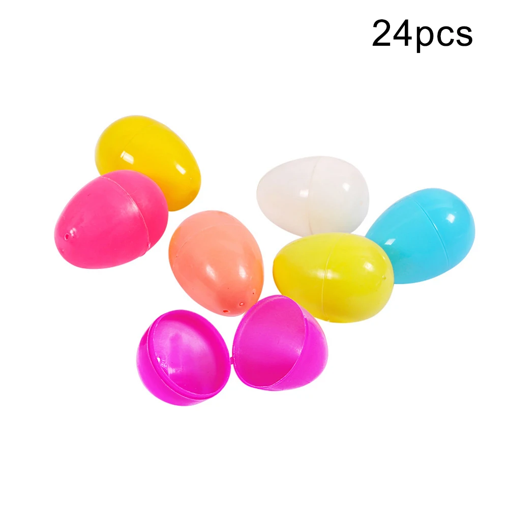 

12/24Pcs Solid Color Easter Eggs Stuffer DIY Craft Decor Party Favors Kids Toy