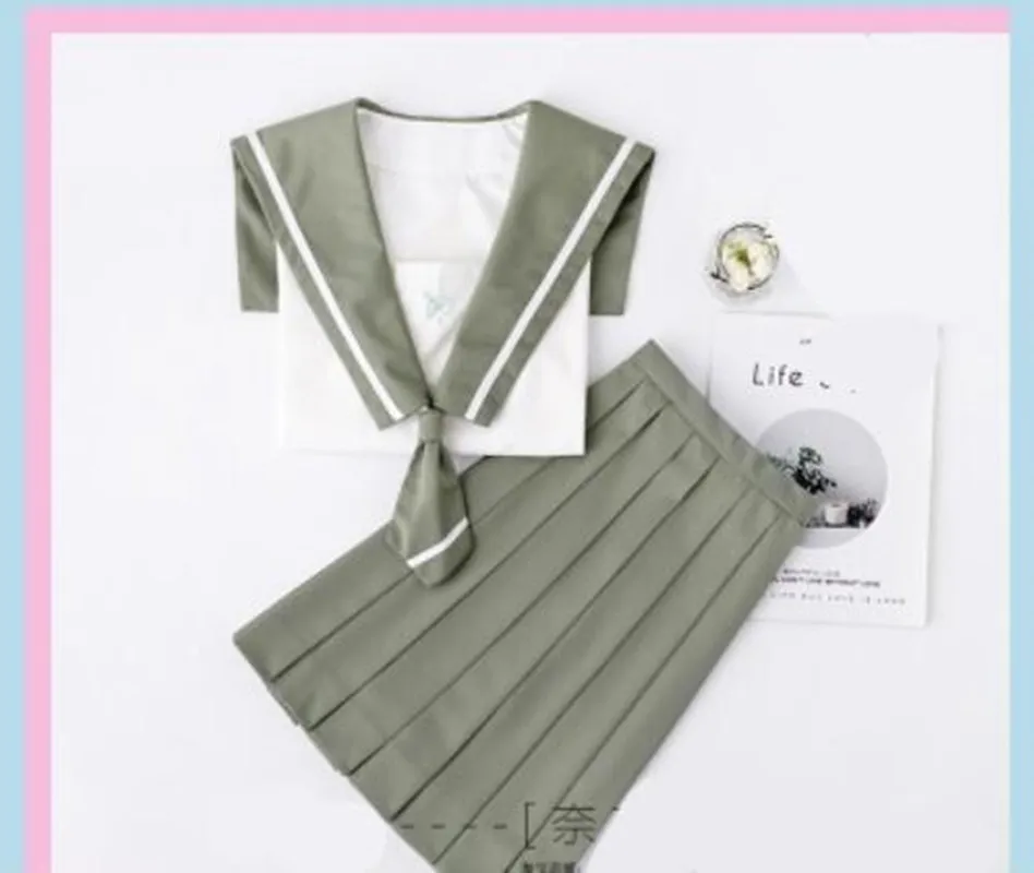 Зеленая школьная форма Jk милый повседневный матросский костюм для девочек