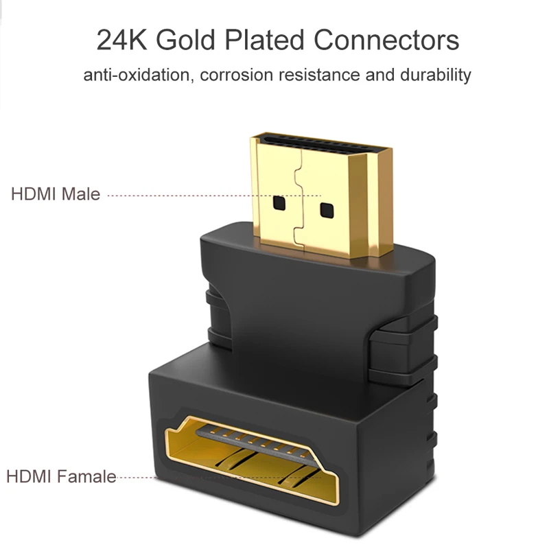 Кабель SAMZHE совместимый с HDMI угол 90 градусов штекер гнездо поддержка 3D конвертер