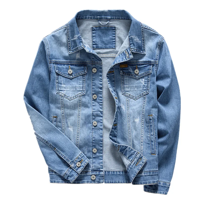 

Denim jacket men's 2021 spring and summer leisure fashion youth wash old jacket men's Lapel frock coat