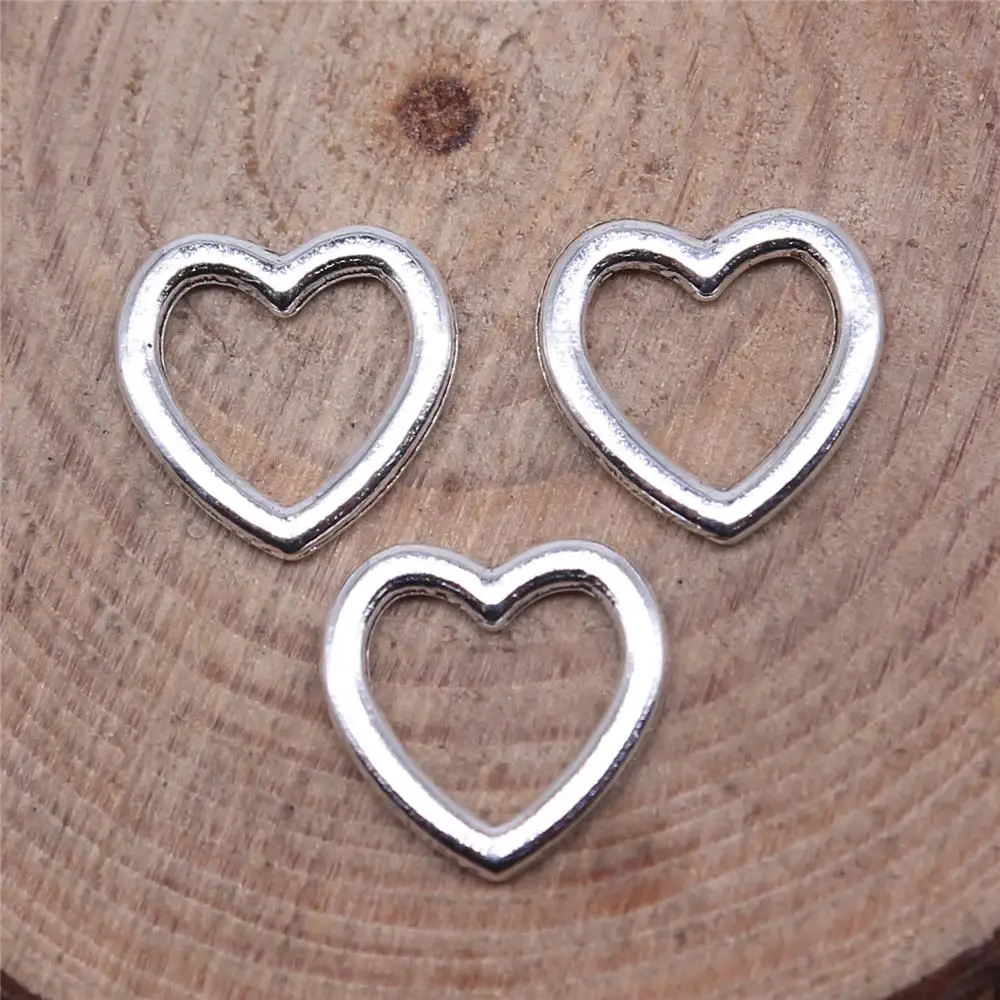 

Handmade Pendants For Jewelry Accessories 80pcs Hollow Heart Charms 10x9mm Antique Silver Plated