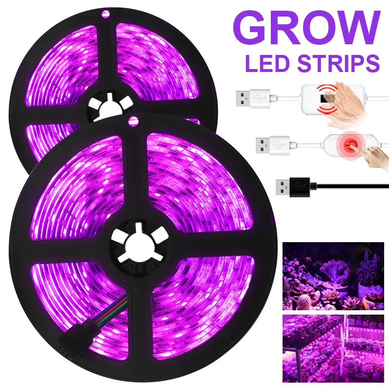 

5V For plant PhytoTape Led Flower Aquarium Grow Light USB Grow Lamp SMD2835 LED Strips Full Spectrum Light Indoor Growing Lamps