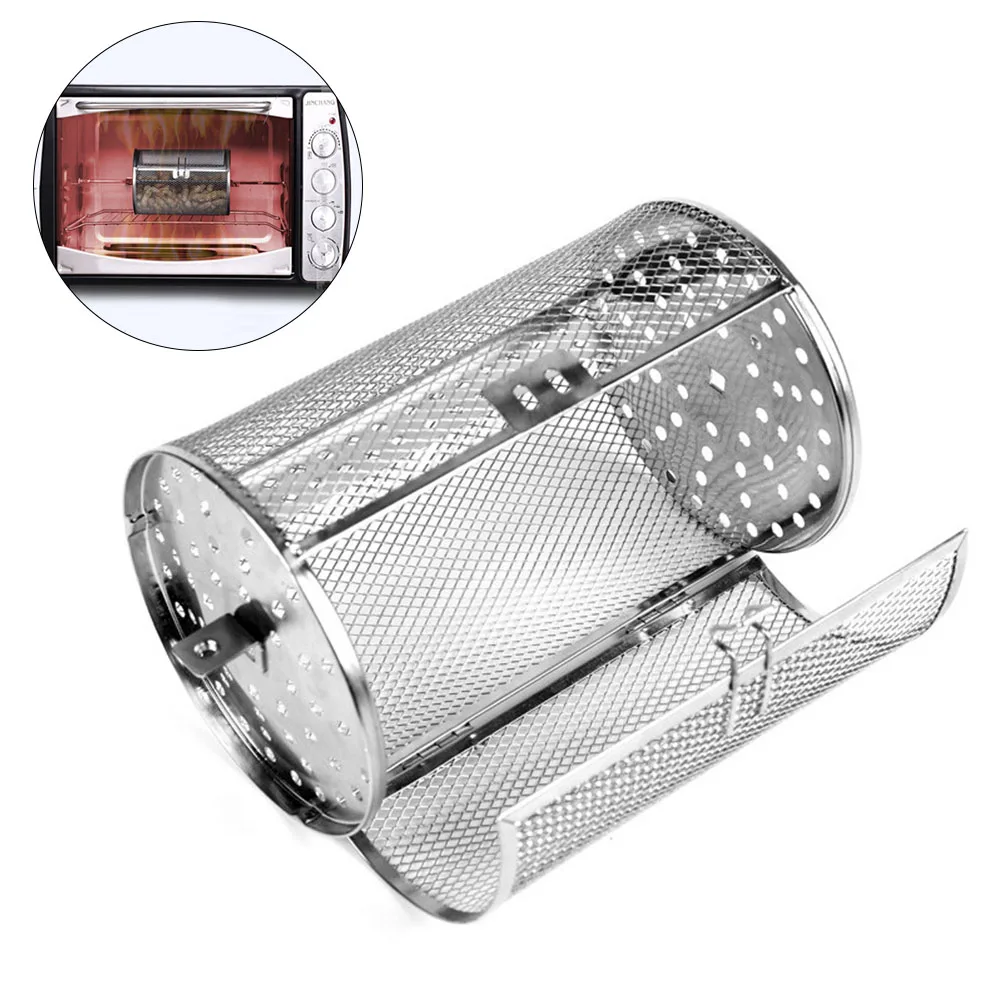 

1 Pcs Oven Roast Basket Stainless Steel Baking Rotary Nuts Beans Peanut Cage Barbecue Grill Bakeware