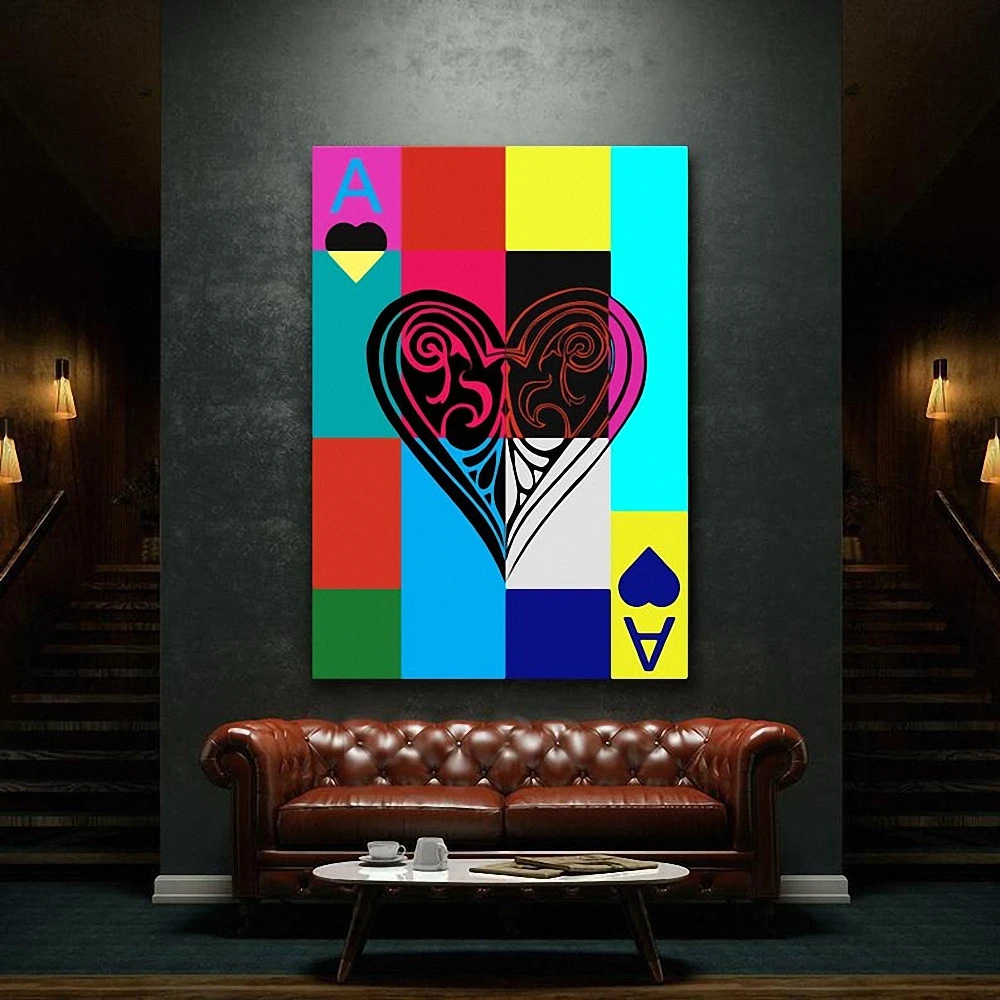 Ace Of Heart Pop покерная Картина на холсте постер Джек Королева Король игральные карты
