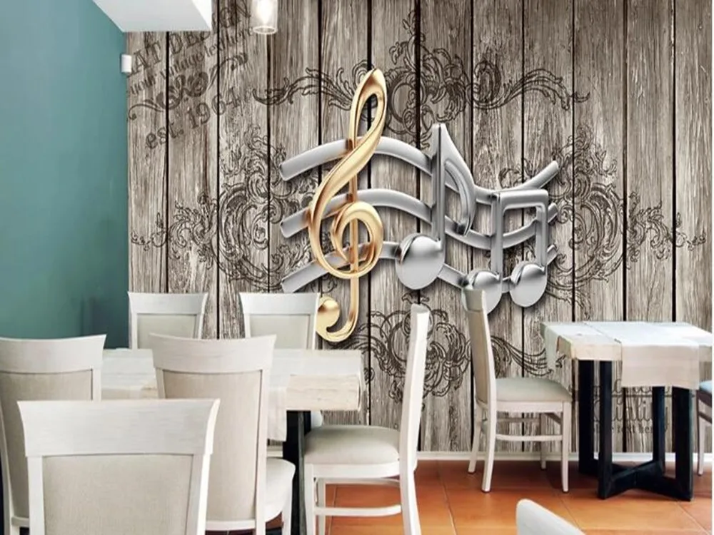 milofi custom 3D music notes nostalgic retro large TV background wallpaper mural | Обустройство дома