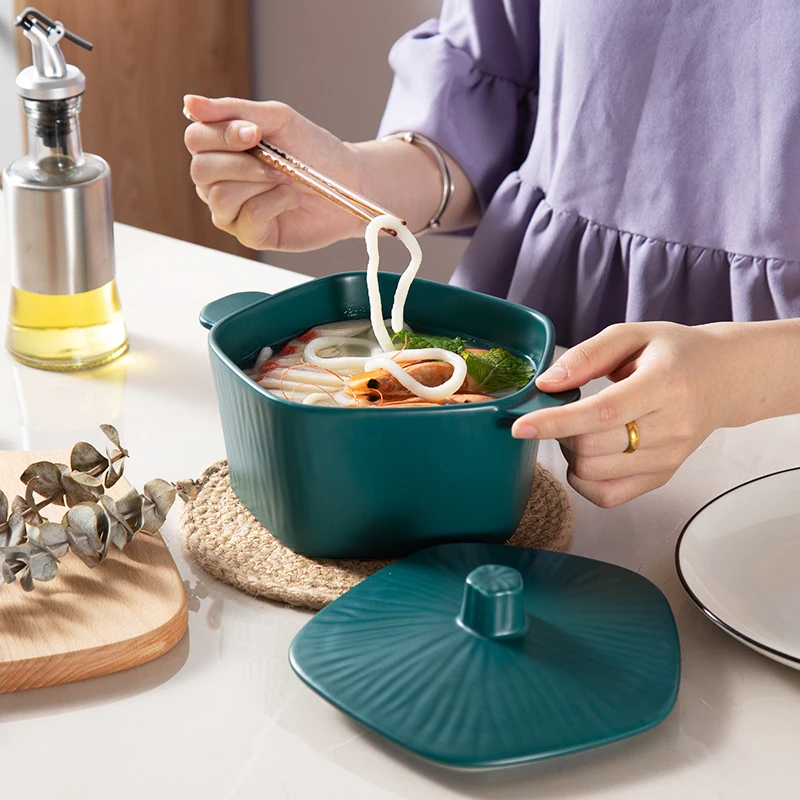 Корейская большая миска с керамической ручкой рамен лапша Салатница суп