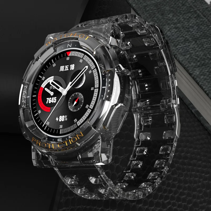 silicone strapcase for huawei honor gt 2 2e gt2e 46mm magic 2 46mm watch accessories replacement clear soft watch band strap free global shipping