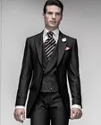 Новые черные мужские костюмы для свадьбы, индивидуальный заказ, Блейзер, праздничный костюм, вечерний костюм жениха, лучшая мужская одежда, костюм из 3 предметов (пиджак + штаны + жилет)